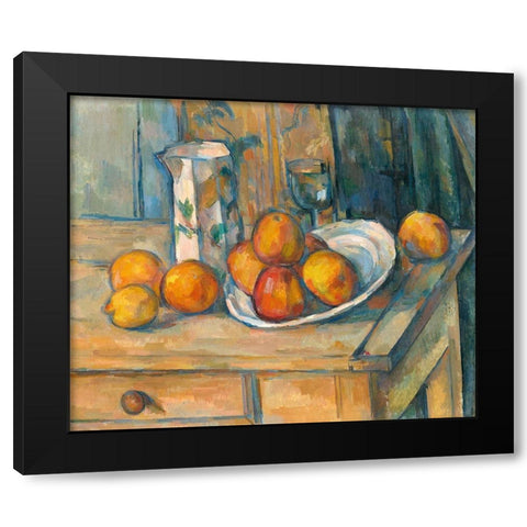 Still Life with Milk Jug and Fruit (ca. 1900) Black Modern Wood Framed Art Print by Cezanne, Paul