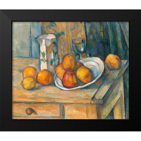 Still Life with Milk Jug and Fruit (ca. 1900) Black Modern Wood Framed Art Print by Cezanne, Paul