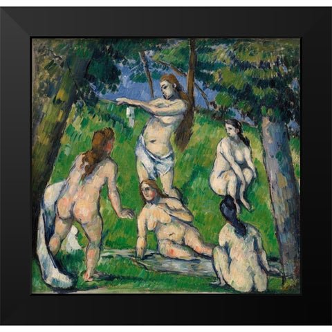 Five Bathers (Cinq baigneuses) (ca. 1877â€“1878) Black Modern Wood Framed Art Print by Cezanne, Paul