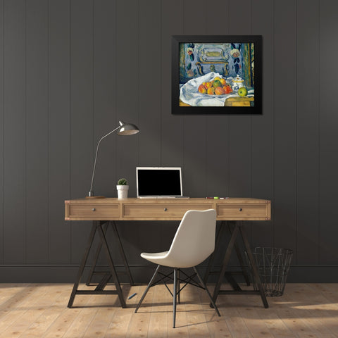 Dish of Apples Black Modern Wood Framed Art Print by Cezanne, Paul