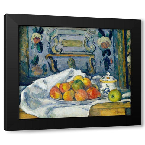 Dish of Apples Black Modern Wood Framed Art Print with Double Matting by Cezanne, Paul