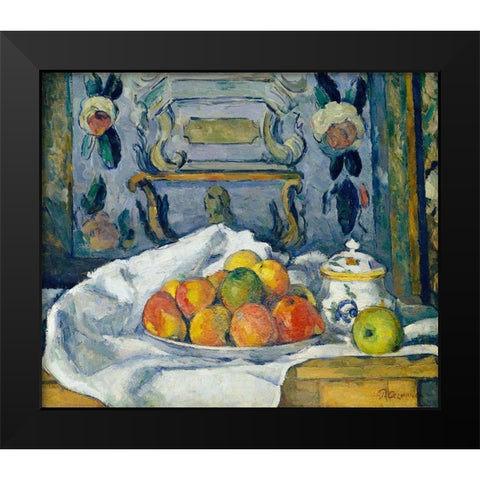 Dish of Apples Black Modern Wood Framed Art Print by Cezanne, Paul