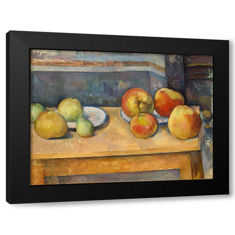 Still Life with Apples and Pears Black Modern Wood Framed Art Print by Cezanne, Paul
