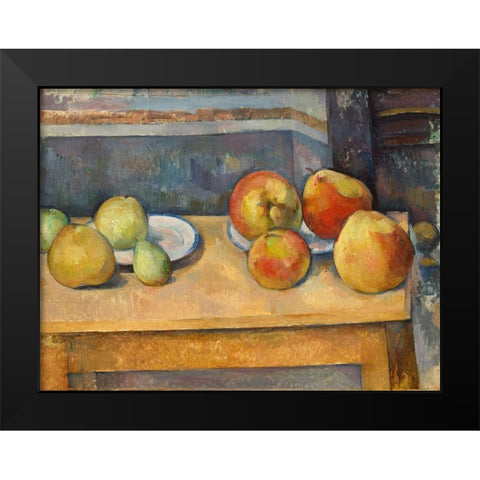 Still Life with Apples and Pears Black Modern Wood Framed Art Print by Cezanne, Paul