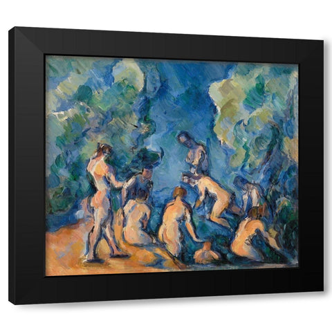 Bathers Black Modern Wood Framed Art Print with Double Matting by Cezanne, Paul