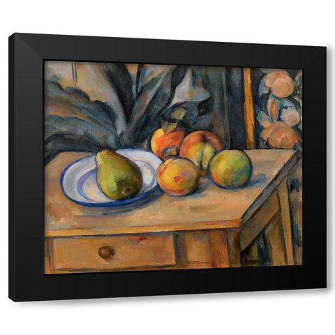 The Large Pear Black Modern Wood Framed Art Print with Double Matting by Cezanne, Paul