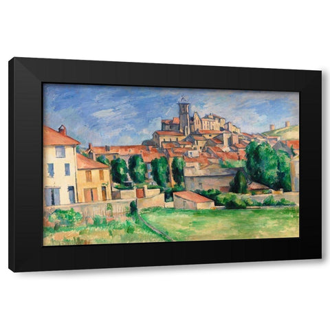 Gardanne Black Modern Wood Framed Art Print with Double Matting by Cezanne, Paul