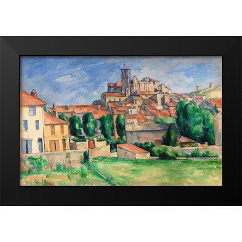 Gardanne Black Modern Wood Framed Art Print by Cezanne, Paul