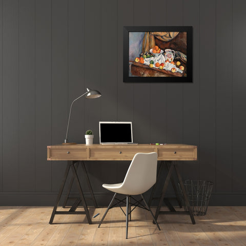 Still Life Black Modern Wood Framed Art Print by Cezanne, Paul