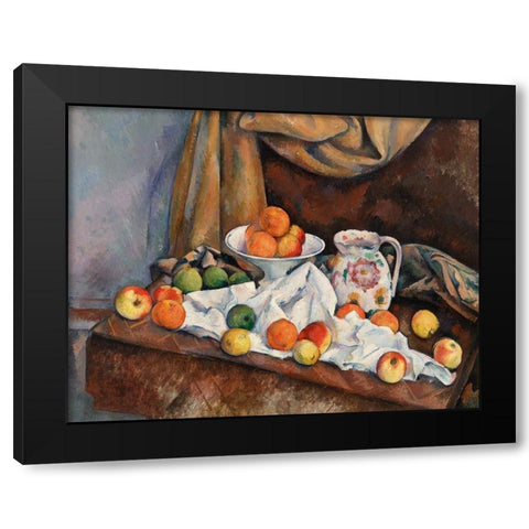 Still Life Black Modern Wood Framed Art Print with Double Matting by Cezanne, Paul