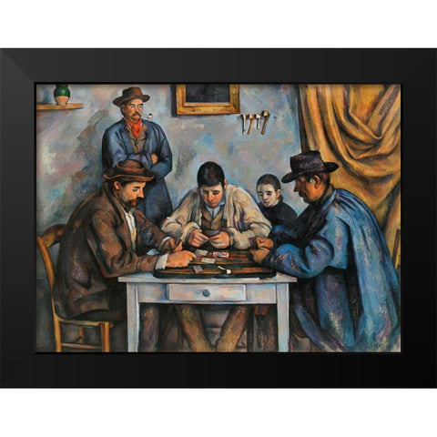 The Card Players Black Modern Wood Framed Art Print by Cezanne, Paul