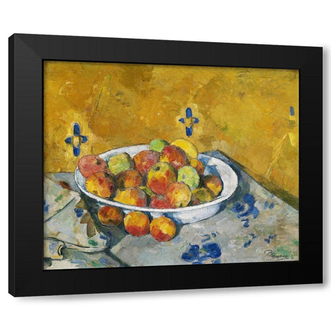 The Plate of Apples Black Modern Wood Framed Art Print with Double Matting by Cezanne, Paul