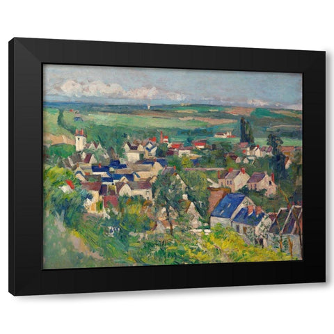 Auvers, Panoramic View Black Modern Wood Framed Art Print by Cezanne, Paul