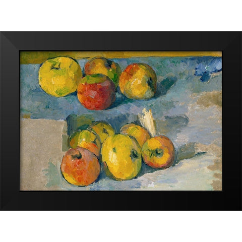 Apples Black Modern Wood Framed Art Print by Cezanne, Paul
