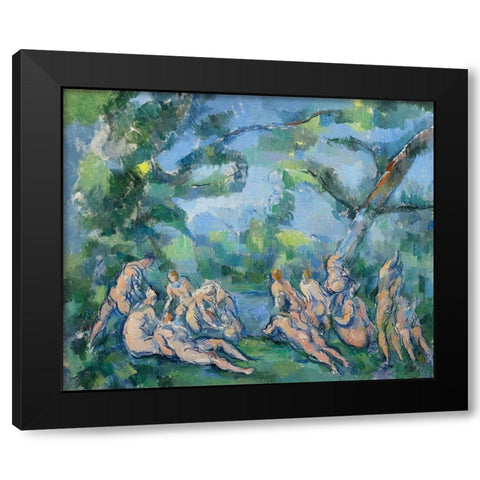 The Bathers Black Modern Wood Framed Art Print by Cezanne, Paul