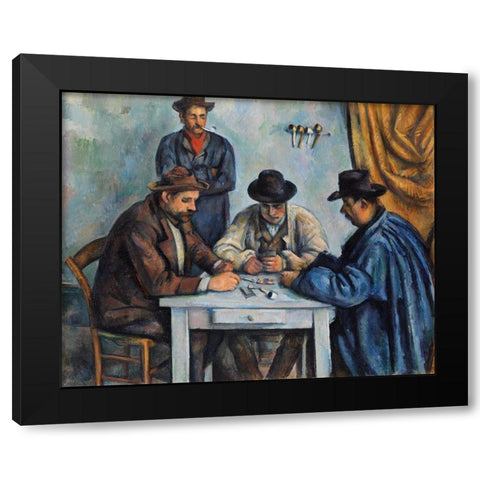 The Card Players Black Modern Wood Framed Art Print by Cezanne, Paul