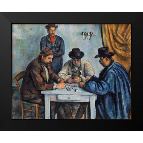 The Card Players Black Modern Wood Framed Art Print by Cezanne, Paul