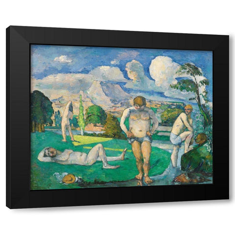 Bathers at Rest Black Modern Wood Framed Art Print with Double Matting by Cezanne, Paul