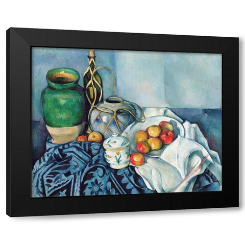 Still Life with Apples Black Modern Wood Framed Art Print by Cezanne, Paul