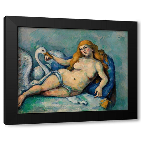 Leda and the Swan Black Modern Wood Framed Art Print by Cezanne, Paul