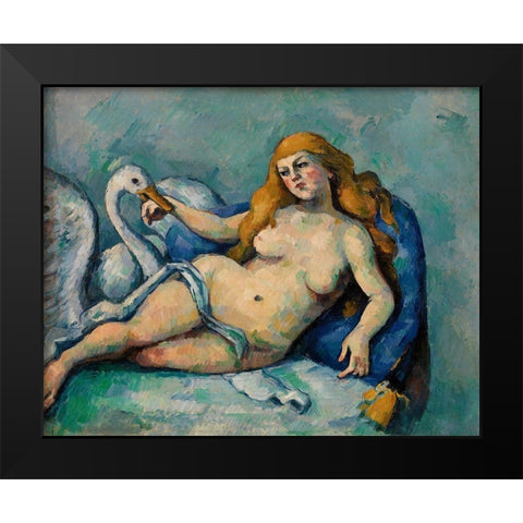 Leda and the Swan Black Modern Wood Framed Art Print by Cezanne, Paul