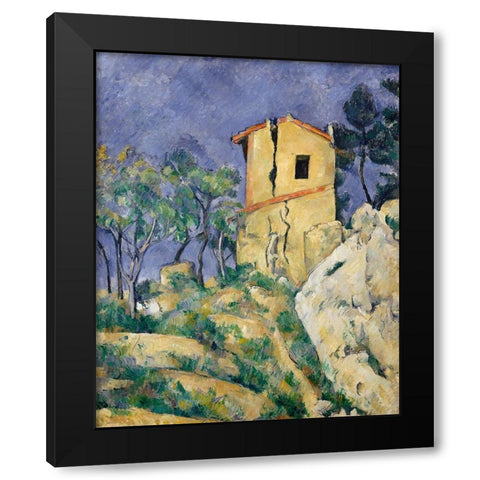 The House with the Cracked Walls Black Modern Wood Framed Art Print by Cezanne, Paul