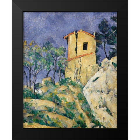 The House with the Cracked Walls Black Modern Wood Framed Art Print by Cezanne, Paul