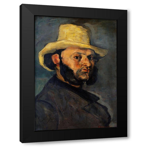 Gustave Boyer in a Straw Hat Black Modern Wood Framed Art Print by Cezanne, Paul