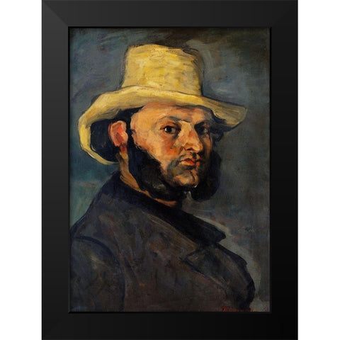 Gustave Boyer in a Straw Hat Black Modern Wood Framed Art Print by Cezanne, Paul