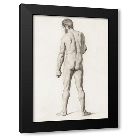 Academic Nude, Seen from the Back Black Modern Wood Framed Art Print by Cezanne, Paul