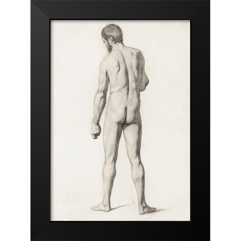 Academic Nude, Seen from the Back Black Modern Wood Framed Art Print by Cezanne, Paul