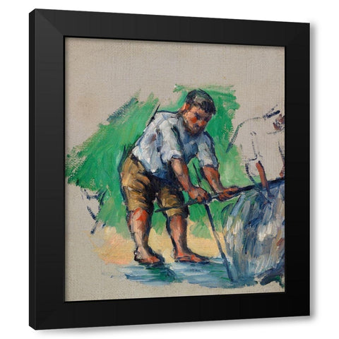 The Well Driller Black Modern Wood Framed Art Print by Cezanne, Paul