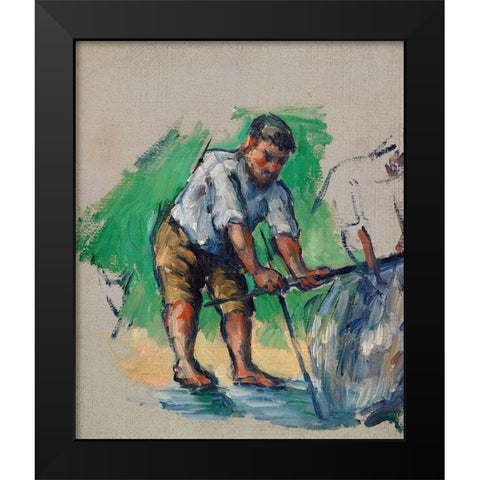 The Well Driller Black Modern Wood Framed Art Print by Cezanne, Paul