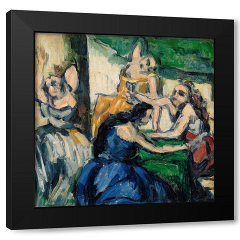 The Courtesans Black Modern Wood Framed Art Print with Double Matting by Cezanne, Paul