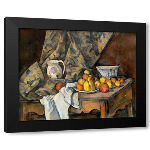 Still Life with Apples and PeachesÂ  Black Modern Wood Framed Art Print by Cezanne, Paul