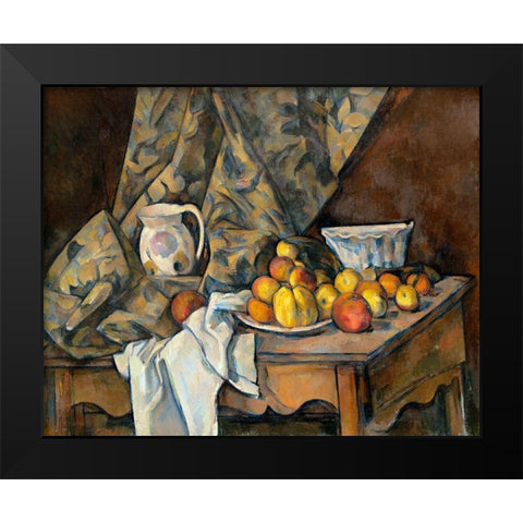 Still Life with Apples and PeachesÂ  Black Modern Wood Framed Art Print by Cezanne, Paul