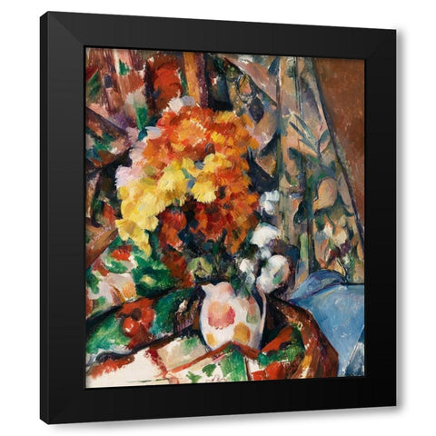 The Flowered Vase Black Modern Wood Framed Art Print with Double Matting by Cezanne, Paul