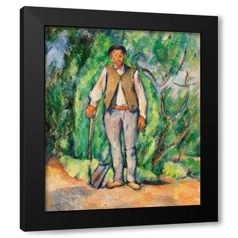 Gardener Black Modern Wood Framed Art Print with Double Matting by Cezanne, Paul