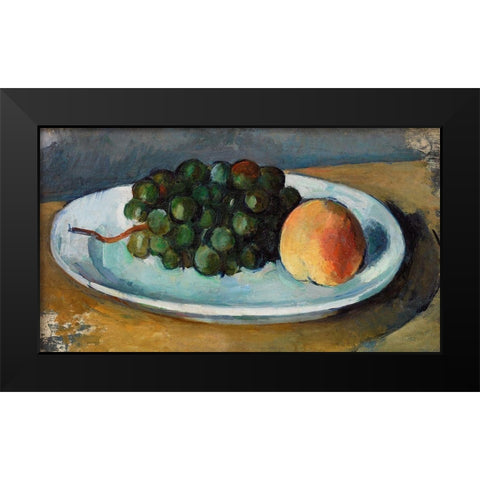 Grapes and Peach on a PlateÂ  Black Modern Wood Framed Art Print by Cezanne, Paul