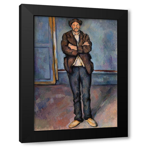 Peasant Standing with Arms Crossed Black Modern Wood Framed Art Print with Double Matting by Cezanne, Paul