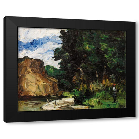 River Bend Black Modern Wood Framed Art Print with Double Matting by Cezanne, Paul