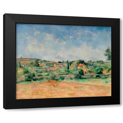 The Bellevue Plain, also called The Red Earth Black Modern Wood Framed Art Print by Cezanne, Paul