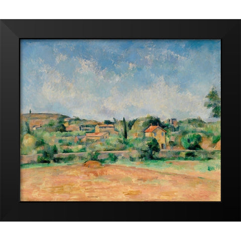The Bellevue Plain, also called The Red Earth Black Modern Wood Framed Art Print by Cezanne, Paul