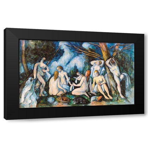 The Large Bathers Black Modern Wood Framed Art Print by Cezanne, Paul