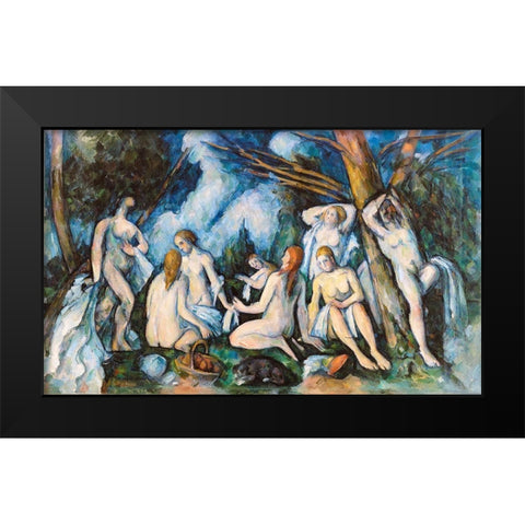The Large Bathers Black Modern Wood Framed Art Print by Cezanne, Paul
