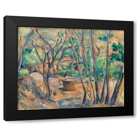 Millstone and Cistern under TreesÂ  Black Modern Wood Framed Art Print by Cezanne, Paul