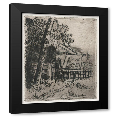 Landscape at Auvers Black Modern Wood Framed Art Print by Cezanne, Paul