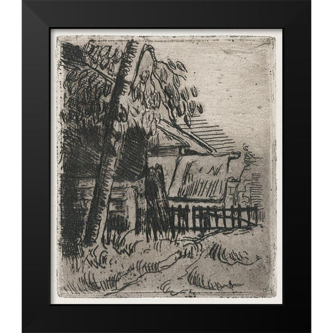 Landscape at Auvers Black Modern Wood Framed Art Print by Cezanne, Paul