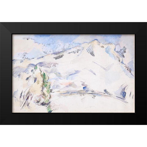 Mont Sainte-Victoire Black Modern Wood Framed Art Print by Cezanne, Paul