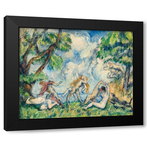 The Battle of Love Black Modern Wood Framed Art Print with Double Matting by Cezanne, Paul